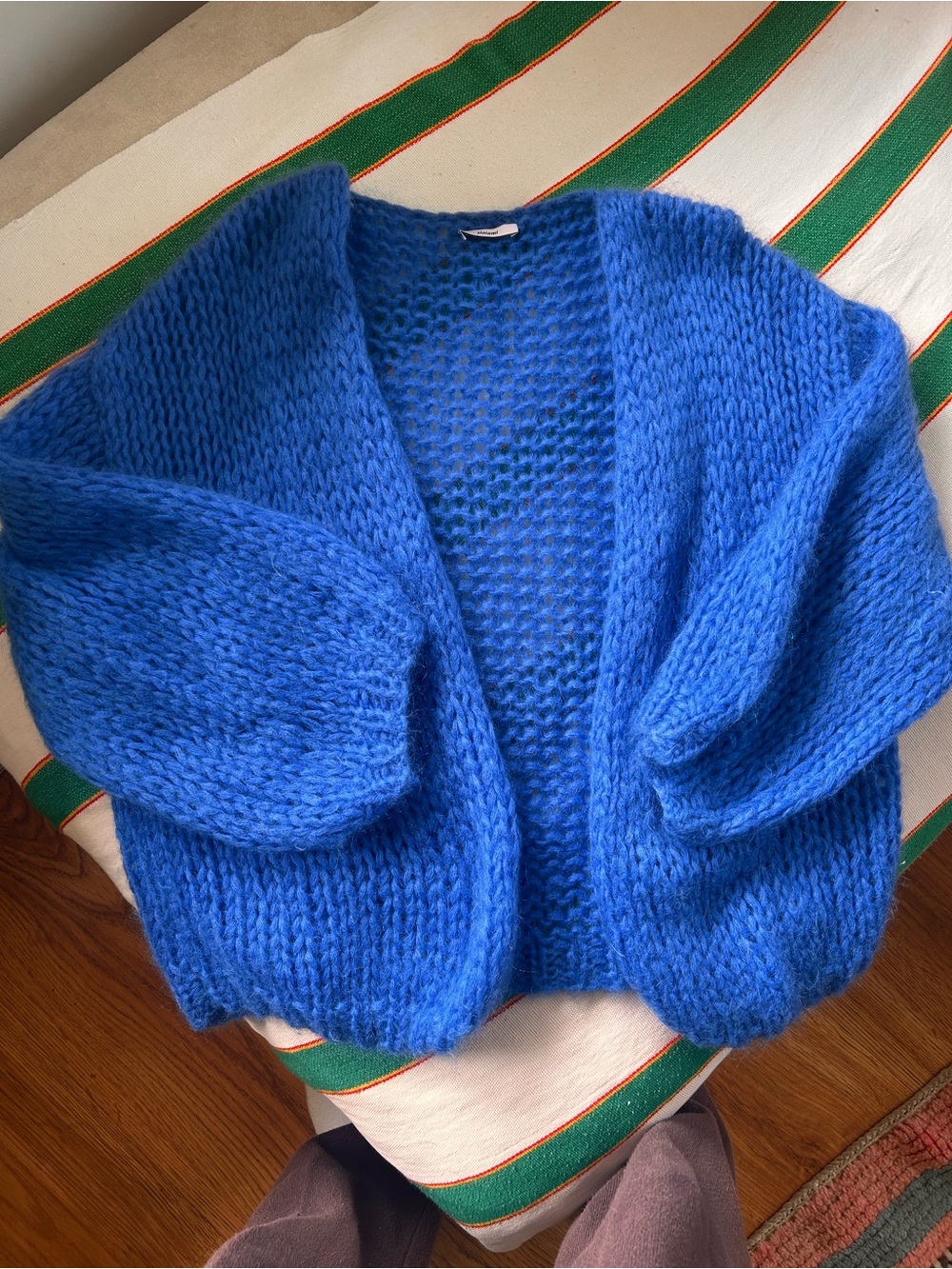 maiami mohair bomber cardigan in ultramarine s/m